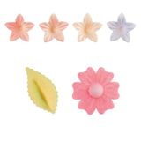 dekora - Set eetbare decoraties voor taarten en cupcakes - Mini-bloemen, bloemen en bladeren - Suikervrij, glutenvrij, lactosevrij - 34 stuks - Voor bruiloft, verjaardag, doop en gender reveal
