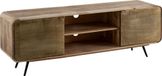 WOHNLING Dressoir Mango, massief hout, 160x55x41 cm. TV-meubel met twee deuren met gepunste details.