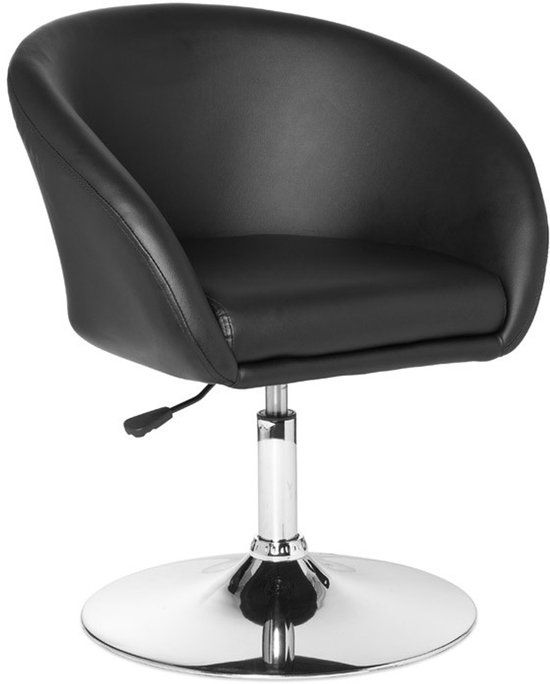 Ervesto SPM2.157 Relaxfauteuil - Loungefauteuil - Kunstleer Zwart - Draaifauteuil Met Tulpvoet