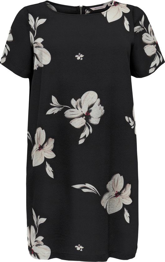 ONLY CARMAKOMA CARLUX SS TUNIC DRESS WVN NOOS Dames Jurk - Maat 46 - Black AOP:FLORENCE FLOWER