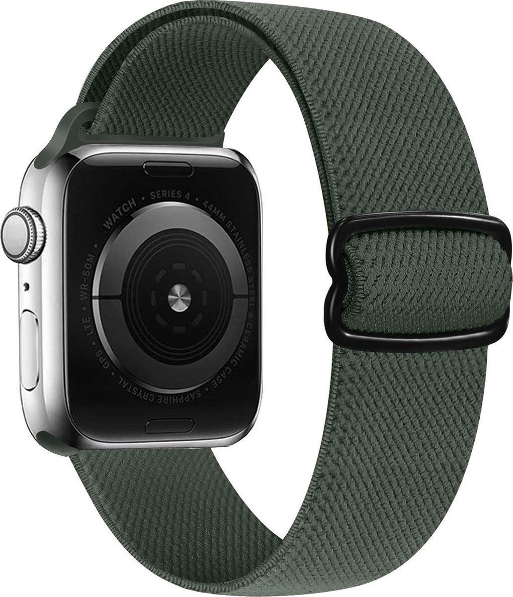 By Qubix Qubix Compatible Apple Watch Bandje - Solo Loop Nylon - Groen - 38mm/40mm/41mm