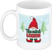 Bellatio Decorations Kerst cadeau mok - kerstkabouter/gnome - blauw - 300 ml - keramiek