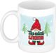 Bellatio Decorations Kerst cadeau mok - kerstkabouter/gnome - blauw - 300 ml - keramiek