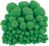 Merkloos Pompons - 100x - groen - 10-45 mm - hobby/knutsel materialen