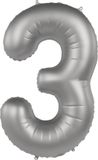 Folat Folieballon Cijfer 3 Moonlight Silver - 86 cm