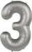 Folat Folieballon Cijfer 3 Moonlight Silver - 86 cm