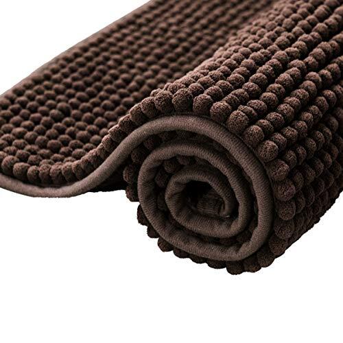 subrtex Chenille Badmatten voor Badkamer Extra Zacht en Water Absorberend Antislip Badtapijt Perfecte Pluche Tapijtmatten voor Bad (40×60cm, Chocolade)