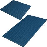 Urban Living Tapis antidérapant pour douche/salle de bain - Lot de 2 - Caoutchouc - Bleu foncé