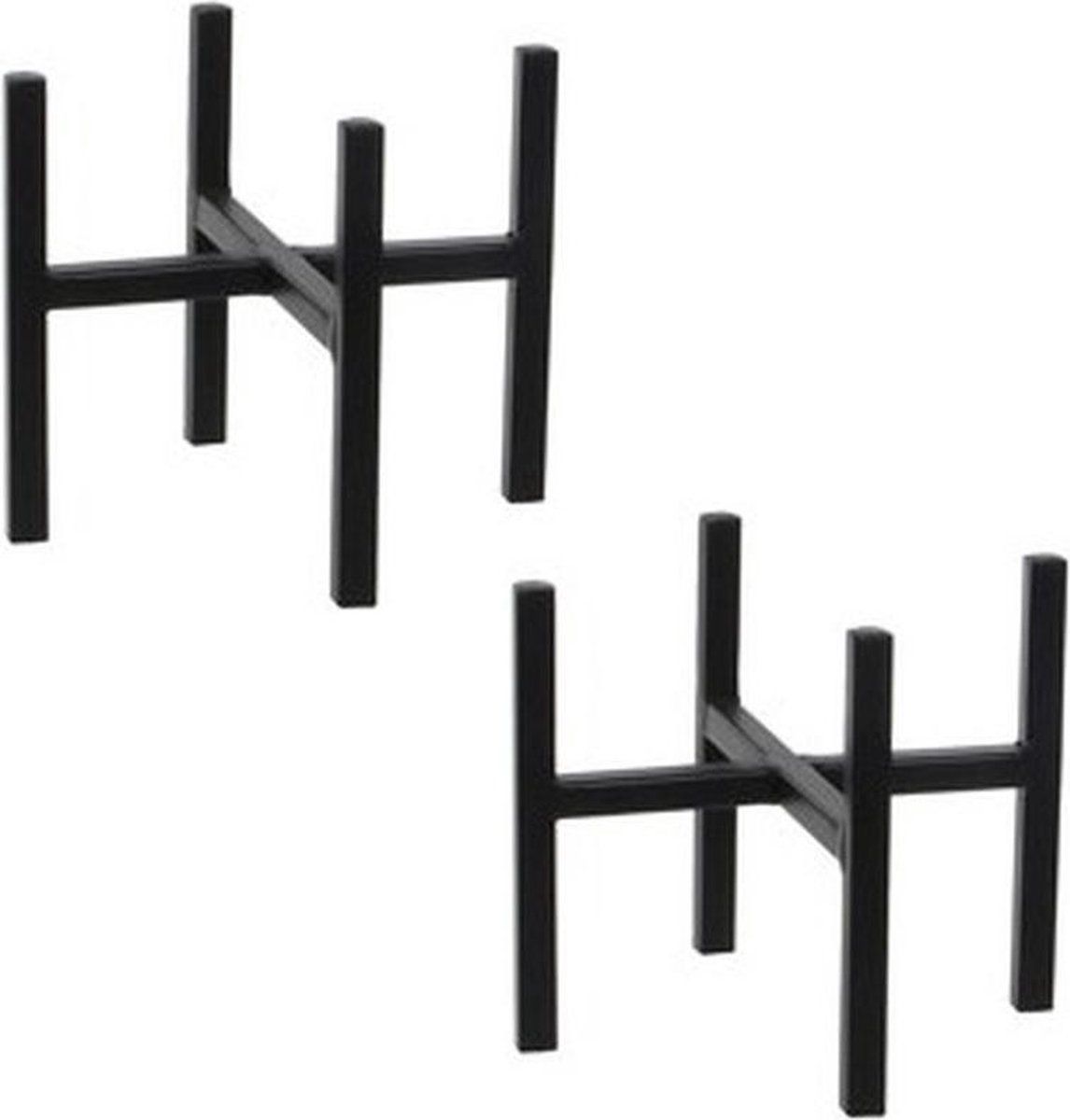 Mica Decorations Ascot Plantenstandaard - Zwart - 16,5 x 16 cm - Set van 2