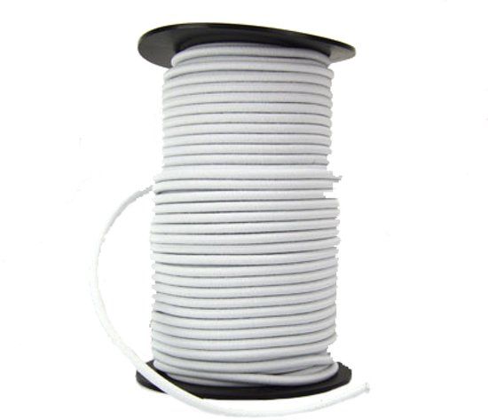 ABC-LED Elastisch Touw - 8 mm - WIT - 100 meter - elastiek op rol