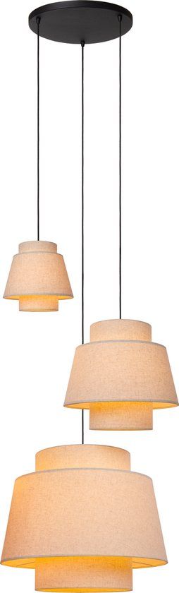 Lucide TRIBUTE - Hanglamp - Ø 76 cm - 3xE27 - Beige