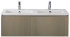 BES LED Frozen 3D Badmeubelset 120 cm - Greeplijst in Kleur - Olive - Keramische Wastafel Wit Dubbel 2 Kraangaten