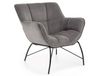 Fauteuil contemporain en velours de polyester gris avec pieds en acier