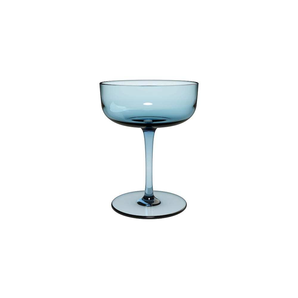 LIKE BY VILLEROY & BOCH Villeroy & Boch - Like Ice Champagne Coupe / Dessertkom 2-delige set, ijsblauw gekleurd glas, 9 x 12 cm