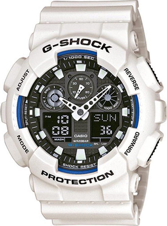 Casio G-Shock GA-100B-7AER Herenhorloge - Wit - 51mm - Analoog/Digitaal