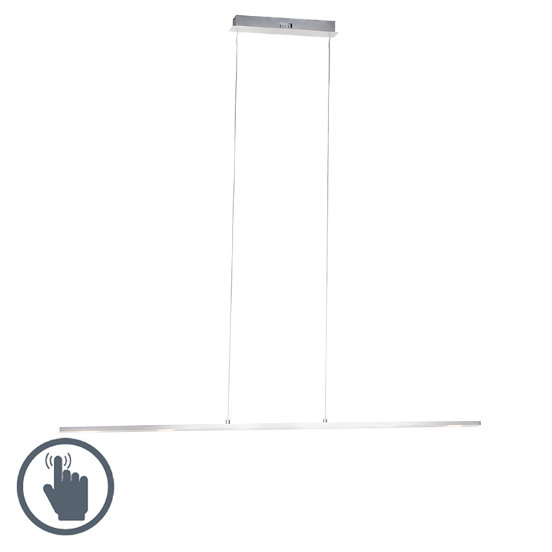 QAZQA Design hanglamp staal touch-dimmer 120cm incl. LED - Platina