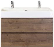 BES LED Maxx XL Badmeubelset 100 cm - Tabacco - Wastafel Kube 2 Kraangaten
