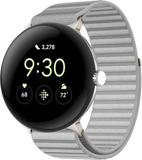 imoshion Google Nylon bandje - Geschikt voor Google Pixel Watch / Watch 2 / Watch 3 / Watch 4 (41 mm) - Lichtgrijs