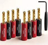 Profound Audio Premium Banaanstekkers – BFA Banaanpluggen set van 8 – 24K Gold Plated Beryllium-Koper – Voor Luidsprekerkabels & HiFi Speakers