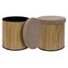 Home Deco Factory Pouf - 2x - heritage - taupe - bois/polyester - 38 cm
