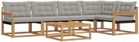 vidaXL Hoek loungeset 5 zitplaatsen Wit en lichtgrijs Acacia hout Inclusief tafel