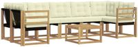 vidaXL Hoek loungeset 7 zitplaatsen Wit en crème Acacia hout