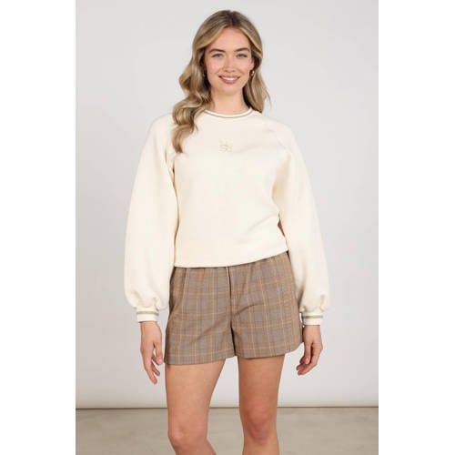 NUKUS sweater met borduursels en logo - ecru