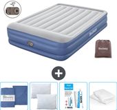 Bestway luchtbed - 2-Persoons - 152 x 203 x 46 cm - Grijs/Blauw - Inclusief pomp - Hoeslaken - Kussen - Kussenbeschermer en Reparatieset