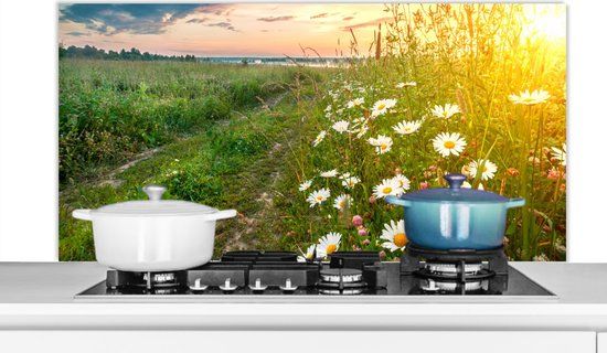 KitchenYeah Spatscherm keuken 120x60 cm - Bloemen - Aluminium