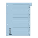 DONAU 8611001-10 tabbladen 50 per verpakking/kleur: blauw/karton tabbladen breed van gerecycled karton/voor DIN A4 4-voudig perforatie tabbladen/blauwe engel/Made in EU