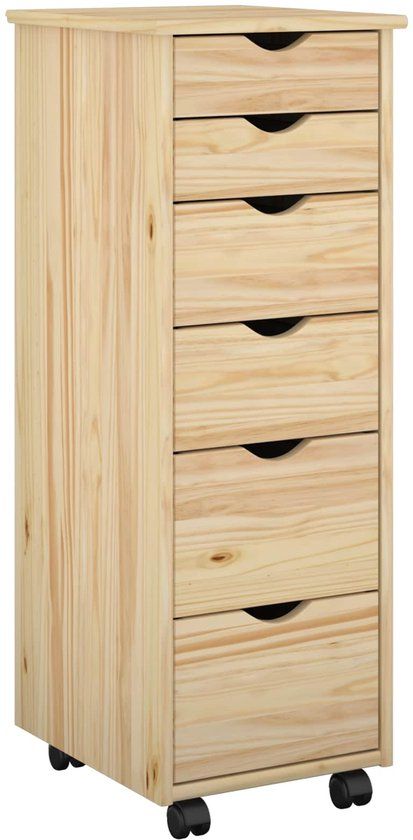 vidaXL Rollende kast 34 x 39 x 93,5 cm Massief vurenhout Bruin