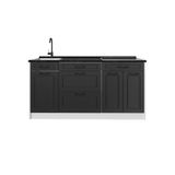 Vicco Keukenblok "R-Line", Antraciet landelijk/Wit 160 cm