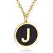 Cilla Jewels Lookinggoodtoday Goudkleurige Dames Schakelketting met Zwarte Kettinghanger Letter J