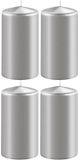 Enlightening Candles Bougie cylindrique - 4x - argent - D6 x H15 cm - 58 heures de combustion