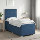 vidaXL Boxspringbed met matras en hoofdeinde, blauw, 100 x 200 cm, stof