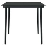 vidaXL 3-delige tuinset met kussens, polyrotan, glas, zwart/donkergrijs