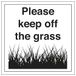 V Safety Please Keep Off The Grass 200 x 200 mm - Zelfklevend Vinyl Veiligheidsbord