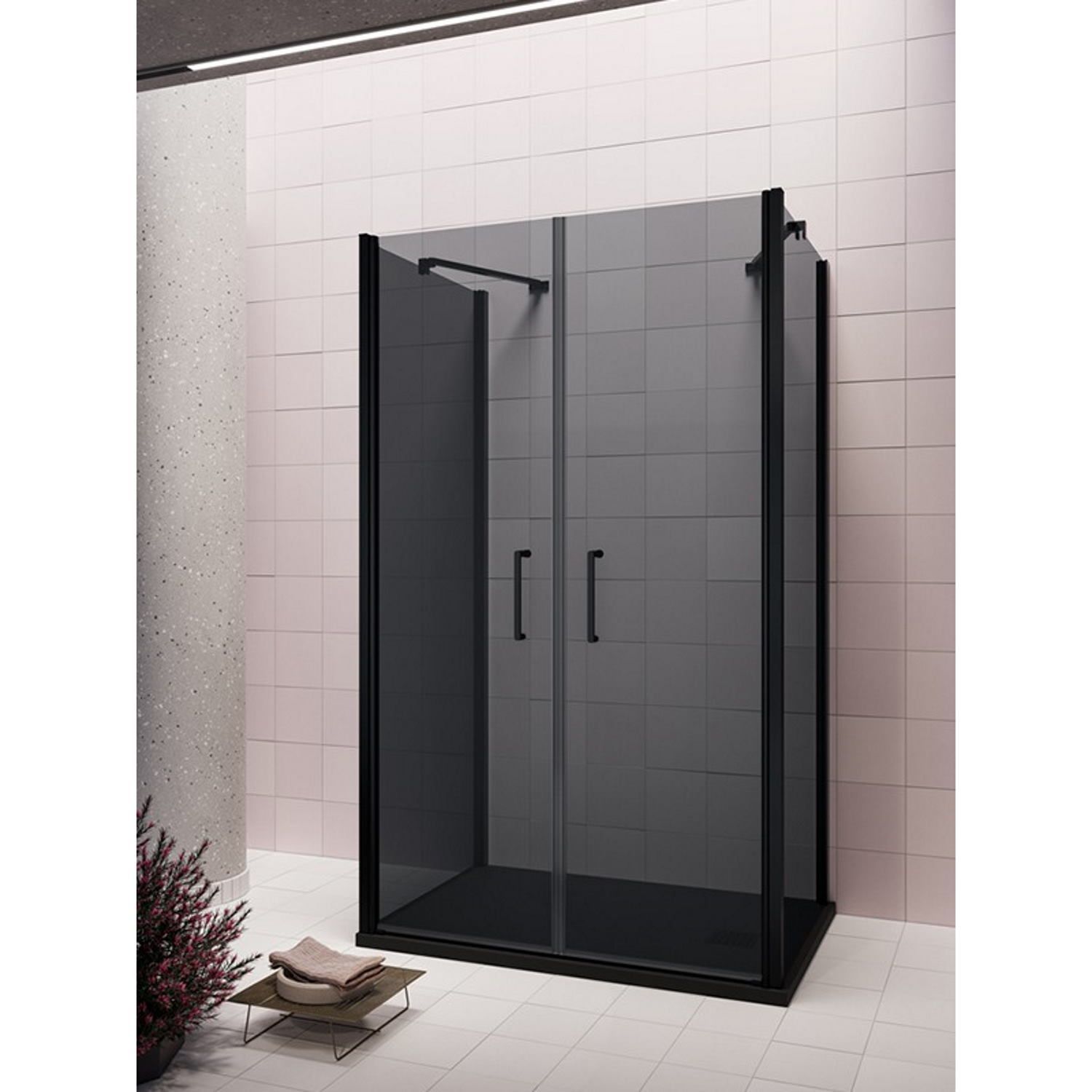 Lacus Douchecabine lacus giglio evo saloon 2 klapdeuren rookglas zwart (alle maten x2 zijwanden)