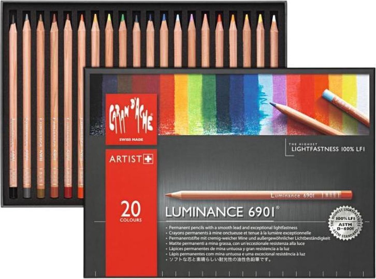 Caran d'Ache Luminance, doos met 20 kleuren