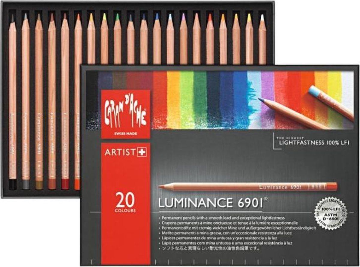Caran d'Ache Luminance - Doos met 20 kleuren - 7630002327626