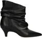 Manfield - Dames - Zwarte leren slouchy enkellaarsjes - Maat 39