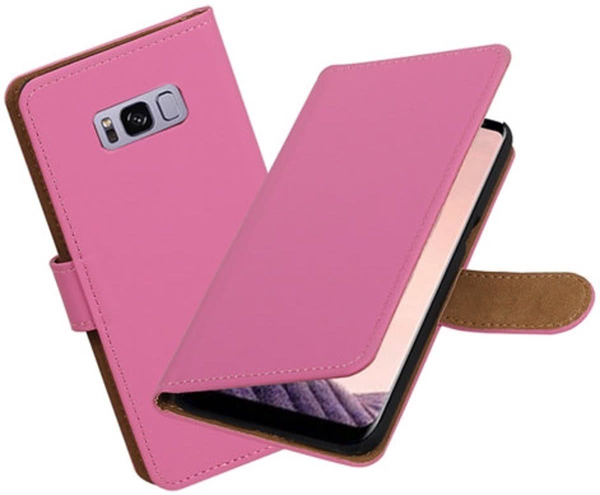 Best Cases .nl Samsung Galaxy S8+ Plus Effen booktype hoesje Roze - 8718883888876