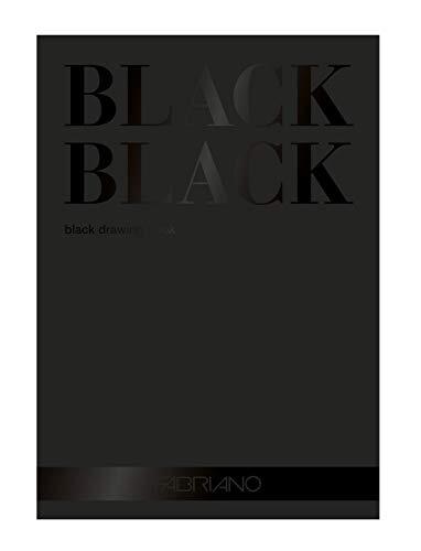 Unbekannt Fabriano 19100393 Black Block, diepzwart papier met mat, ongecoat oppervlak, 300 g/m2, DIN A2, 20 vellen, ideaal voor pastels, kleurpotloden en marker, zwart