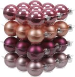 Othmar Decorations Kleine kerstballen - 36x st - hibiscus roze - D4 cm - glas
