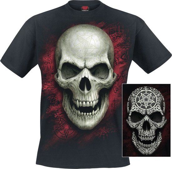 Spiral Gothic Runes - Glow in the dark Heren T-shirt - zwart - L