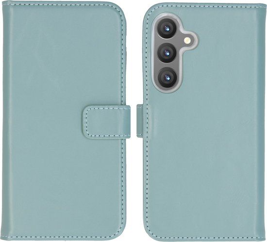 Selencia Echt Lederen Bookcase voor Samsung Galaxy S24 - Lichtblauw