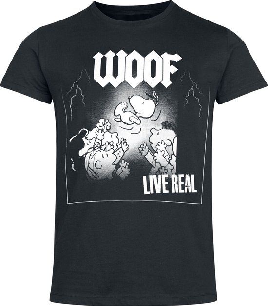 Peanuts Woof Live Real Heren T-shirt - zwart - 3XL