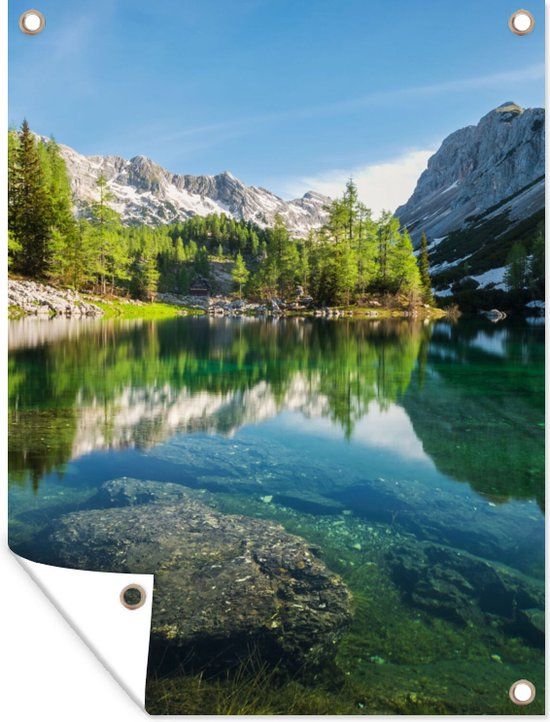 GreatGardenPosters Tuinposter - Bergen - Meer - Rotsen - Water - 120x160 cm - Tuinschilderij - Tuindoek