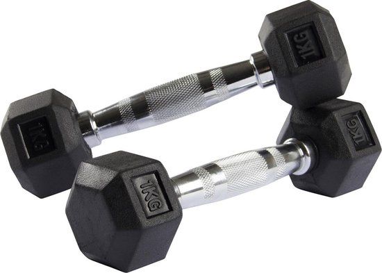 VirtuFit Hexa Dumbbell Pro Set - 2 x 1 kg - Zwart - IJzer