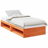 VidaXL Bedbank met matras, wasbruin, 100x200 cm, massief grenenhout